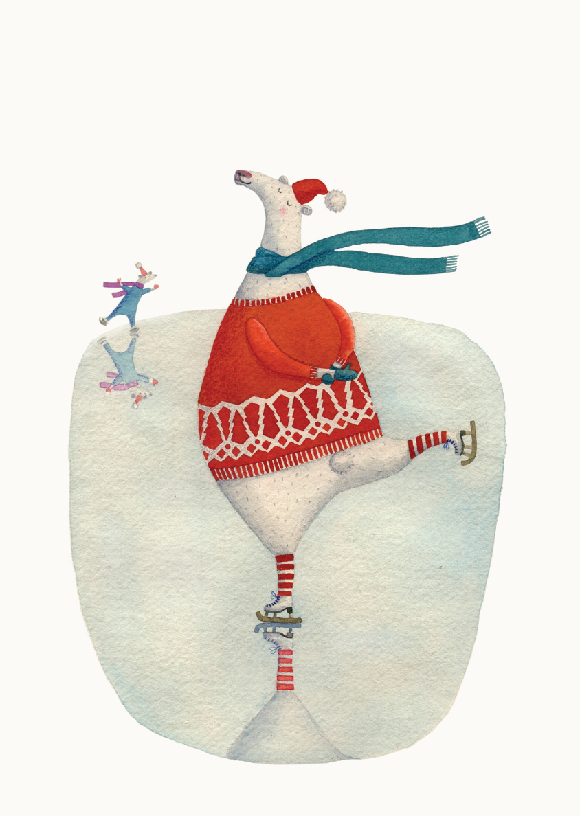 Открытка от МИФ «Мишки на коньках»